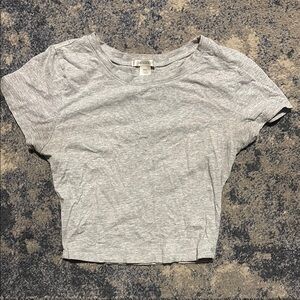 Bozzolo Gray Crop T-Shirt Short Sleeve Relaxed Fit